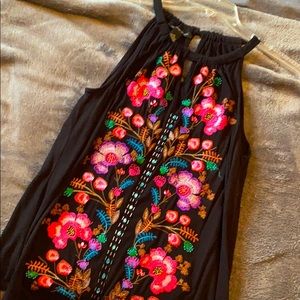 Black Floral Sassy Halter Top.